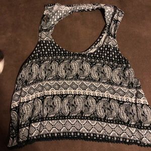 Black, white and gray cropped top